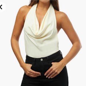 Weworewhat cowl halter bodysuit